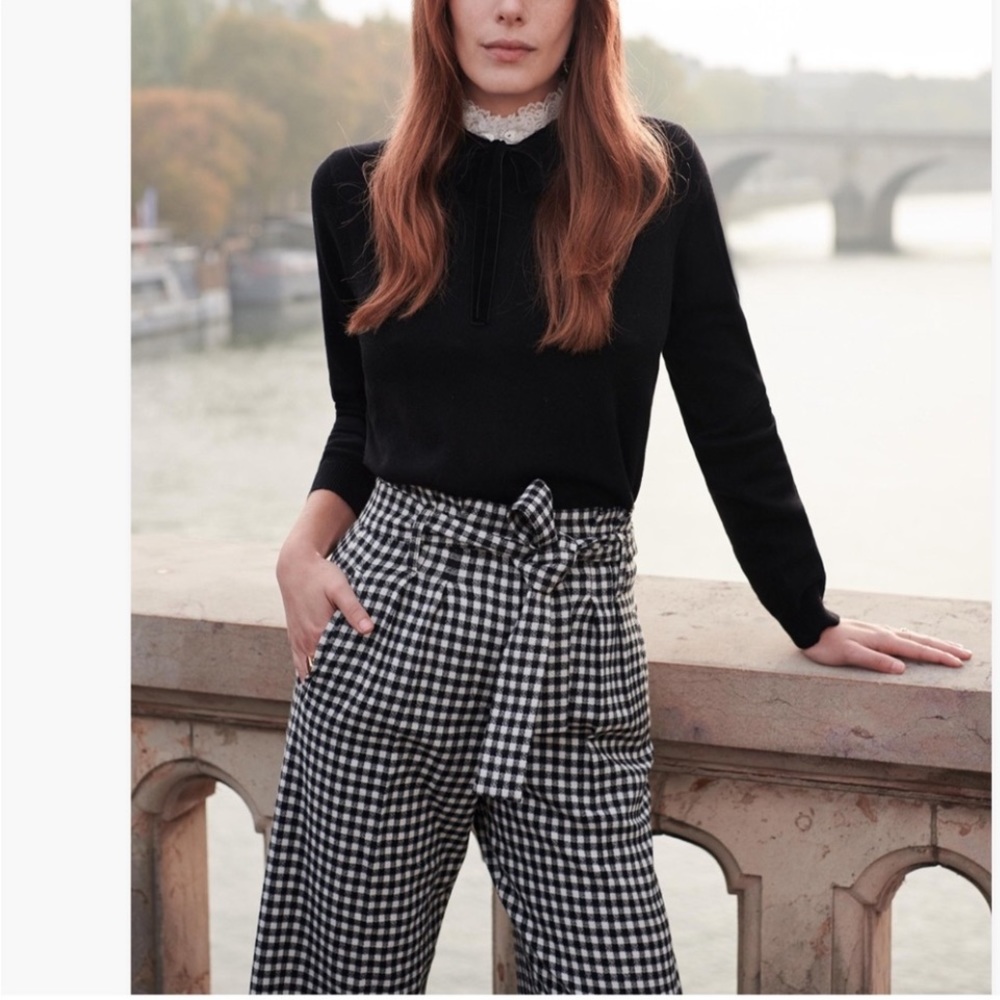 Sezane Arthur Vichy Wool Dress Pants. 36